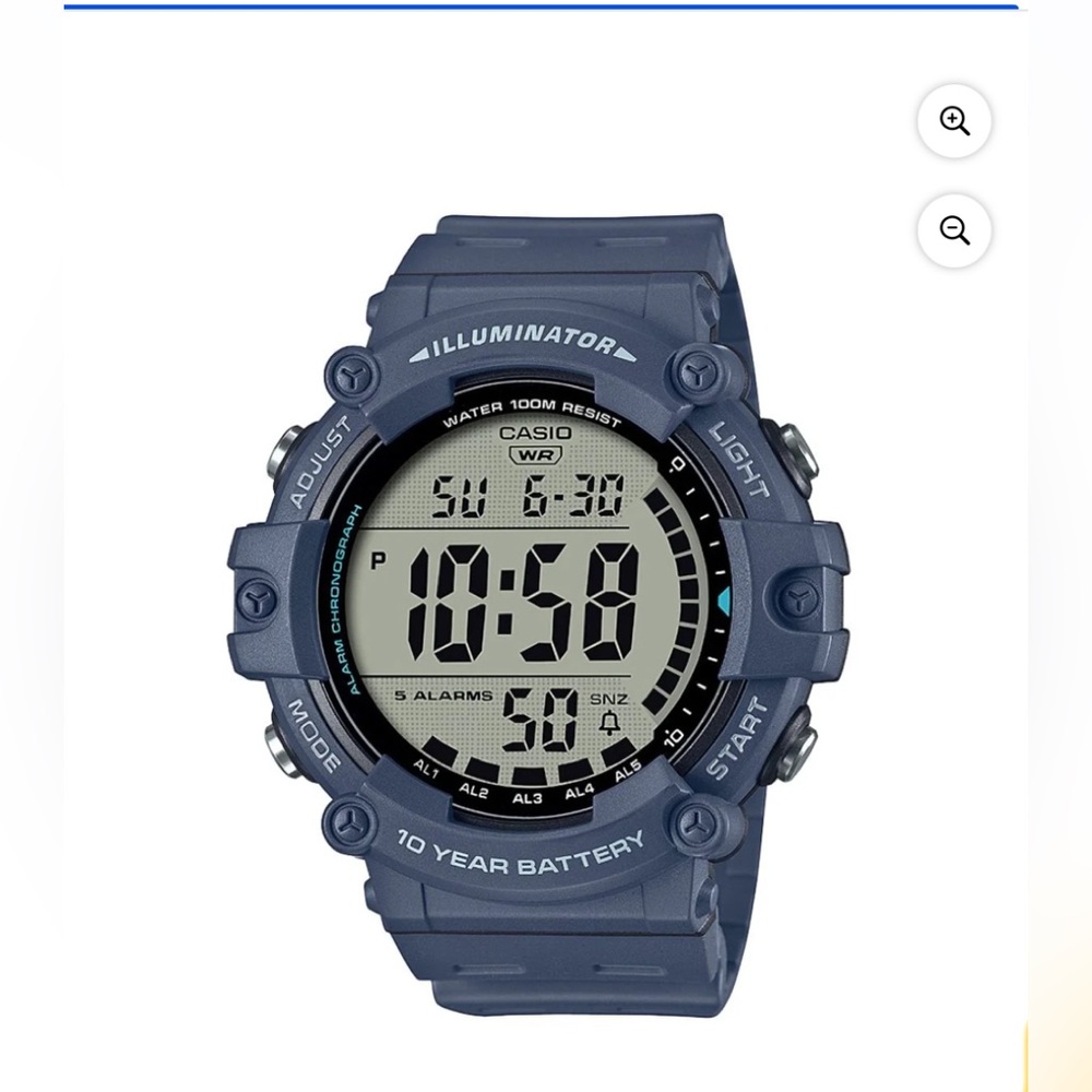 SOLD Casio Illuminator Men's Wide face Digital Resin Watch blue